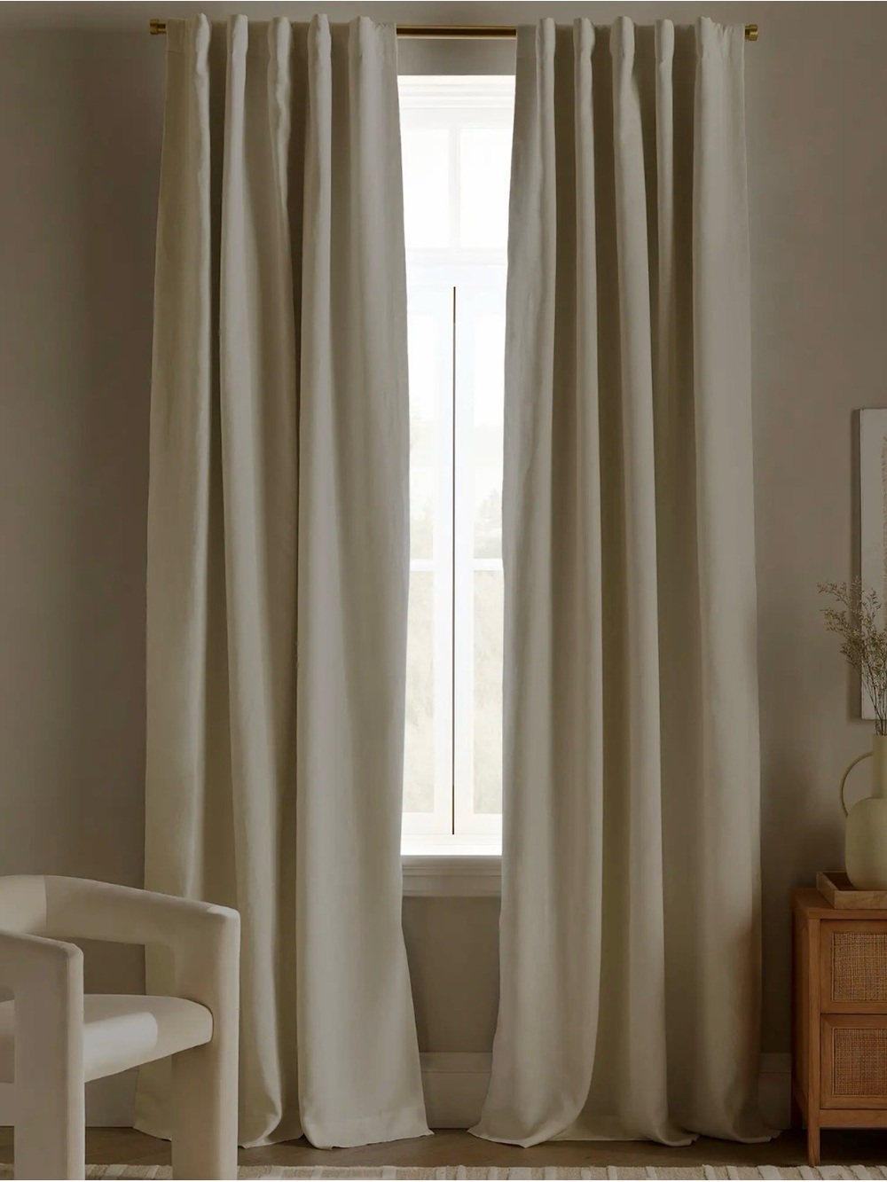 NWOT Quince 48x96 in Ivory Linen Blackout Drapery Panel - Each Panel is 102